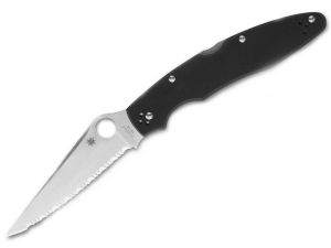 Spyderco Knives-C07GS3 Police Folding Pocket Knife, 4.35'' Satin Serrated VG-10  Blade, Black G-10 Handles, With Pocket Clip,  Rare, Discontinued
