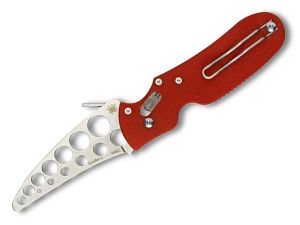 Spyderco Knives-C103TR  ,P'Kal  Trainer Folding Knife, 3'' Satin Blade, Red G-10 Handles, With Pocket Clip