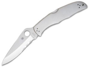 Spyderco Knives-C10PS Endura Lockback Folding Knife, 3.875'' AUS-6 Part Serrated Blade, Stainless Steel Handles, Vinatge,-Discontinued