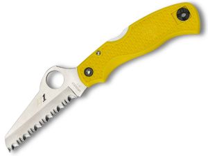 Spyderco C118SYL Saver Salt Satin Serr Blade, Yellow FRN Handles , Folding Knife