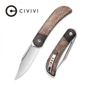 CIVIVI Appalachian Drifter II Front Flipper Knife - Snakeskin Micarta Handle with Twill Carbon Fiber Bolster (2.96" Satin Finished CPM S35VN) C 19010C-2