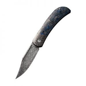 CIVIVI Appalachian Drifter II Front Flipper Knife - Carbon Fiber Blue Handle with Twill Carbon Fiber Bolster (2.96" Black Hand Rubbed Damascus) C 19010C-DS1