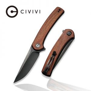 CIVIVI Mini Asticus Flipper Knife - Cuibourtia Wood Handle (3.25" Black Stonewashed 10Cr15CoMoV) C 19026B-5