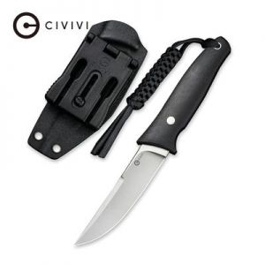 CIVIVI Tamashii Fixed Blade Knife - Black G10 handle (4.07" Satin Finished D2) C 19046-1