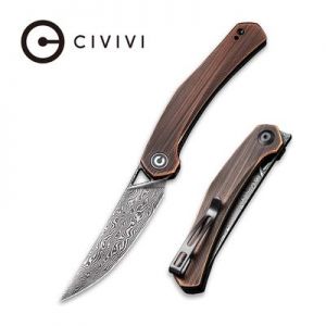 CIVIVI Lazar Front Flipper Knife - Black Hand Rubbed Copper Handle (3.31" Black Hand Rubbed Damascus) C 20013-DS1