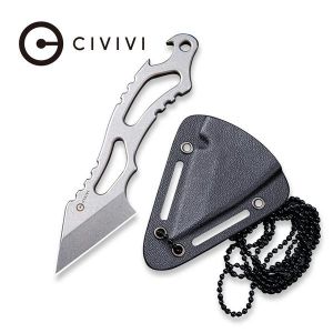 CIvivi - Kiri-EDC Fixed Blade Neck Knife with Kydex Sheath (1.80” Gray Stonewashed 9Cr18MoV) C 2001A
