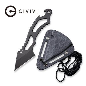 Civivi - Kiri-EDC Fixed Blade Neck Knife with Kydex Sheath (1.80” Black Stonewashed 9Cr18MoV) C 2001B