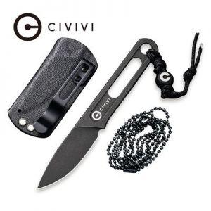 CIVIVI Minimis Fixed Blade Neck Knife - With Kydex Sheath (2.22" Black Stonewashed 10Cr15CoMoV) C 20026-1
