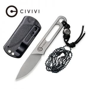 CIVIVI Minimis Fixed Blade Neck Knife - With Kydex Sheath (2.22" Stonewashed 10Cr15CoMoV) C 20026-2