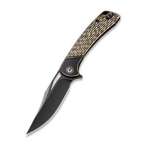 Civivi - Dogma Flipper Knife Black Polished Brass Handle (3.46'' Black Stonewashed D2) C 2005E