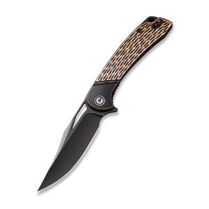 CIvivi - Dogma Flipper Knife Black Polished Copper Handle (3.46'' Black Stonewashed D2) C 2005F