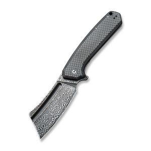 Civivi - Bullmastiff Flipper Knife Black Twill Carbon Fiber Overlay On G10 (3.83'' Black Hand Rubbed Damascus) C 2006DS-1
