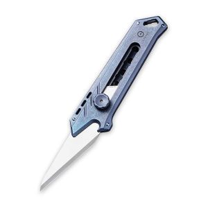 Civivi - Mandate Blue Ti Utility Knife (1.94" Stonewashed 9Cr18MoV With Extra 1PC Damascus Blade And 2PCS 9Cr18MoV Blades) C 2007B