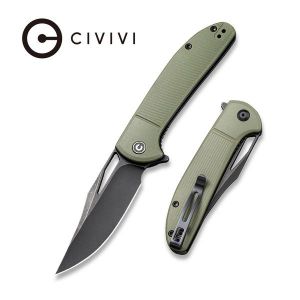 Civivi - Ortis Flipper Knife OD Green Fiber-glass Reinforced Nylon Handle (3.25" Black Stonewashed 9Cr18MoV) C 2013C