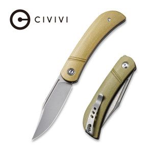Civivi - Appalachian Drifter Slip Joint Knife Olive Micarta Handle (2.96" Gray Stonewashed S35VN) C 2015B