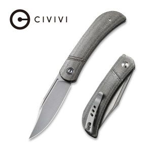 Civivi - Appalachian Drifter Slip Joint Knife Layered Gray G10 and Rose Pattern Carbon Fiber Handle (2.96" Black Hand Rubbed Damascus Blade) C 2015DS-1