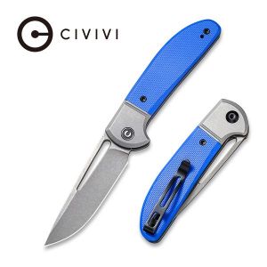 Civivi - Trailblazer Blue G10 Onlay On Gray Stainless Steel Handle (2.97" Gray Stonewashed 14C28N) C 2018B