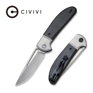 Civivi - Trailblazer Black G10 Onlay On Gray Stainless Steel Handle (2.97" Gray Stonewashed 14C28N) C 2018C