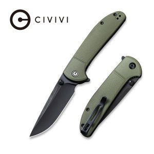 Civivi - Badlands Vagabond Flipper Knife OD Green Fiber-glass Reinforced Nylon Handle (3.25" Black Stonewashed 9Cr18MoV) C 2019B