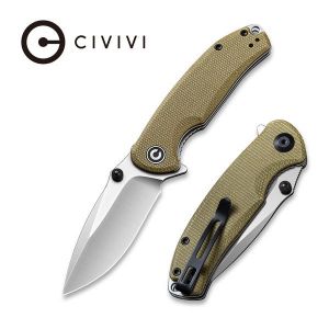 Civivi - Pintail Flipper Knife Olive Micarta Handle (2.98" Satin Finished CPM S35VN) C 2020B