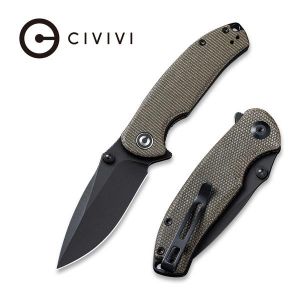 Civivi - Pintail Flipper Knife Dark Green Micarta Handle (2.98" Black Stonewashed CPM S35VN) C 2020C