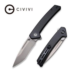 Civivi - Keen Nadder Flipper Knife Black Coarse G10 Handle (3.48” Gray Stonewashed Bohler N690) C 2021A