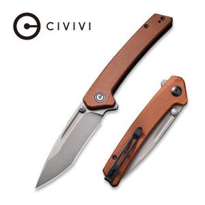 Civivi - Keen Nadder Flipper Knife Brown Micarta Handle (3.48” Gray Stonewashed Bohler N690) C 2021B