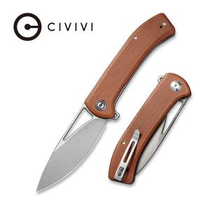 Civivi - Riffle Filpper Knife Brown Micarta Handle (3.46" Gray Stonewashed 14C28N) C 2024A