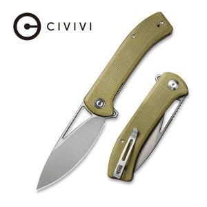 Civivi - Riffle Filpper Knife Olive Micarta Handle (3.46" Gray Stonewashed 14C28N) C 2024B