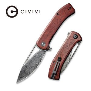 Civivi - Riffle Filpper Knife Dark Sandalwood Handle (3.46" Black Hand Rubbed Damascus) C 2024DS-2