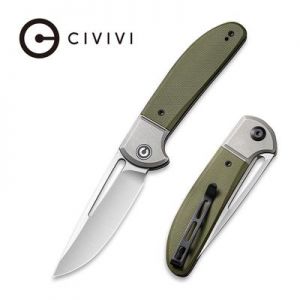 CIVIVI Trailblazer XL Slip Joint Knife - OD Green G10 Onlay On Gray Stainless Steel Handle (3.46" Satin Finished D2) C 2101A