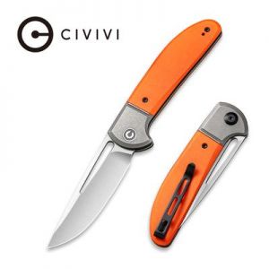 CIVIVI Trailblazer XL Slip Joint Knife - Orange G10 Onlay On Gray Stainless Steel Handle (3.46" Satin Finished D2) C 2101B