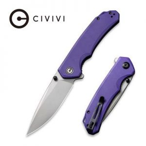 CIVIVI Brazen Flipper Knife - Purple G10 Handle (3.46" Stonewashed 14C28N) C 2102A