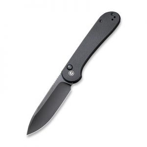 CIVIVI Button Lock Elementum - Black G10 Handle (3.47" Black Stonewashed 14C28N) C 2103A
