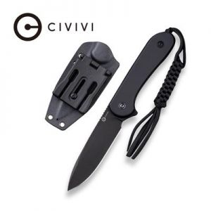 CIVIVI Fixed Blade Elementum - Black G10 Flat Handle (3.98" Black Stonewashed D2) C 2105A