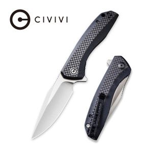 Civivi - Baklash Flipper Knife Black G10 with Carbon Fiber Overlay Handle (3.5'' Satin 9Cr18MoV) C 801D