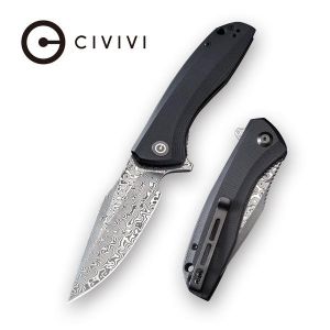 Civivi - Baklash Flipper Knife Black G10 Handle (3.5'' Damascus) C 801DS
