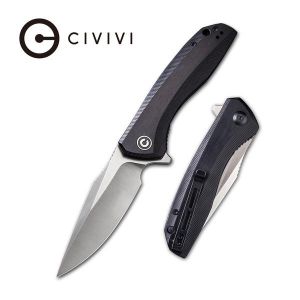 Civivi - Baklash Flipper Knife Black Ebony Wood Handle (3.5'' Satin 9Cr18MoV) C 801E