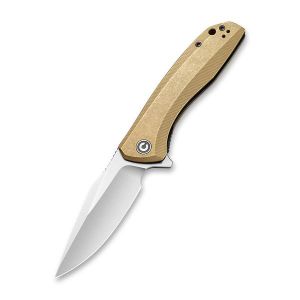 Civivi - Baklash Flipper Knife Stonewashed Brass Handle (3.5'' 154CM) C 801J