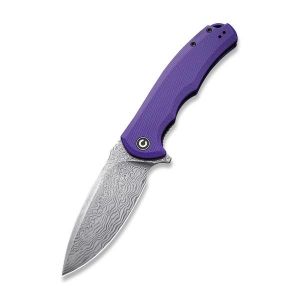 Civivi - Praxis Flipper Knife Purple G10 Handle (3.75'' Damascus) C 803DS-2