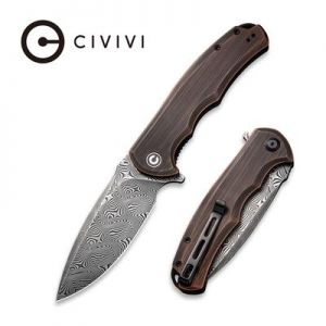 CIVIVI Praxis Flipper Knife - Black Hand Rubbed Copper Handle (3.74" Black Hand Rubbed Damascus Blade) C 803DS-3