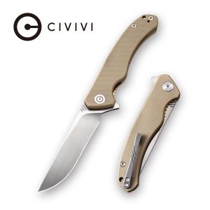 CIVIVI - Courser Flipper Knife Tan G10 Handle (3.45'' Satin Japanese VG-10) C 804B