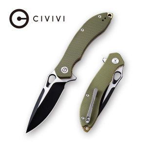 Civivi - Aquila Flipper Knife OD Green G10 Handle (3.45'' Black Stonewash and Satin Flat Japanese VG-10) C 805A