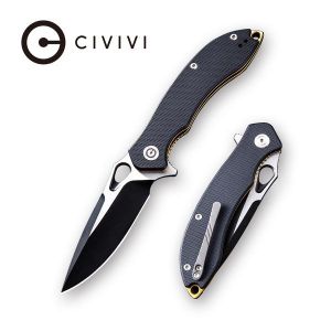 Civivi - Aquila Flipper Knife Balck G10 Handle (3.45'' Black Stonewash and Satin Flat Japanese VG-10) C 805E