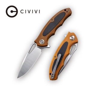 Civivi - Shard Flipper Knife Brown G10 with Carbon Fiber Overlay Handle (2.95” Satin D2) C 806B