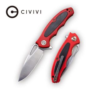 Civivi - Shard Flipper Knife Red G10 with Carbon Fiber Overlay Handle (2.95” Satin D2) C 806D