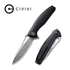 Civivi - Wyvern Liner Lock Knife Black Fiber-glass Reinforced Nylon Handle (3.45'' Damascus) C 902DS