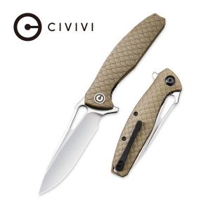 Civivi - Wyvern Liner Lock Knife Tan Fiber-glass Reinforced Nylon Handle (3.45'' Satin D2) C 902C