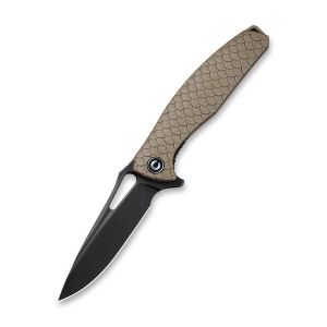 Civivi - Wyvern Liner Lock Knife Tan Fiber-glass Reinforced Nylon Handle (3.45'' Black Stonewashed D2) C 902F