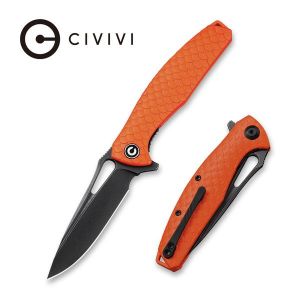 Civivi - Wyvern Liner Lock Knife Orange Fiber-glass Reinforced Nylon Handle (3.45'' Black Stonewashed D2) C 902G
